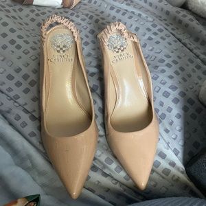 High heeled patent leather shoes